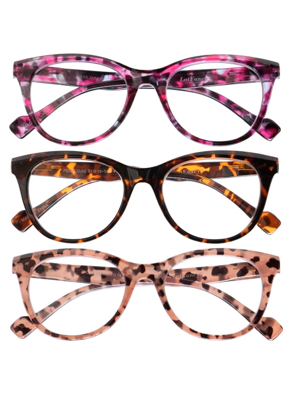 Ladies Reading Glasses Blue Light Blocking, Spring Hinge Reader for Women Men,+3.0, 3 Pack