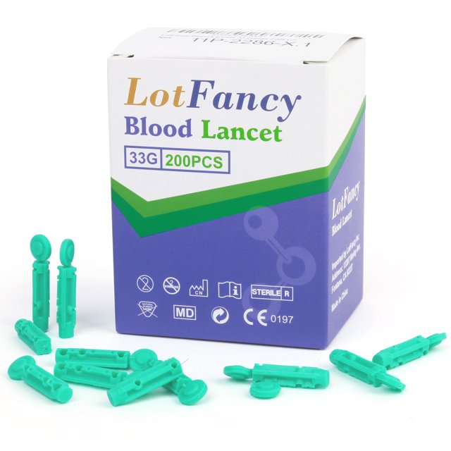 LotFancy Lancets for Diabetes Testing, 33 Gauge, 200 Ct, Twist Top Lancets for Blood Glucose