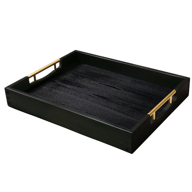 LotFancy Large Wood Serving Tray, 17x13", Rectangle Food Tray with Handles