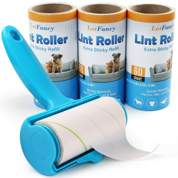 LotFancy Lint Rollers for Pet Hair Extra Sticky, 240 Sheets, 3 Roller, Pet Hair Remover for Dog Cat