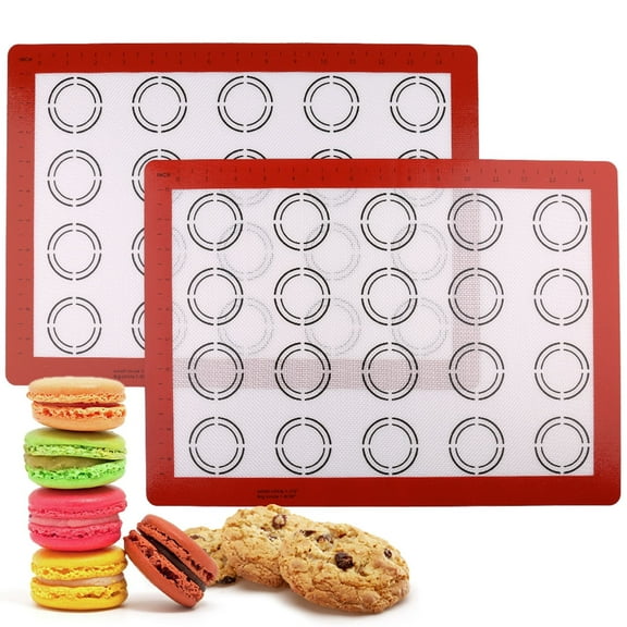 LotFancy Macaron Silicone Baking Mat, 16.5 x 11.5 in, 2Pcs Reusable Half Baking Sheet