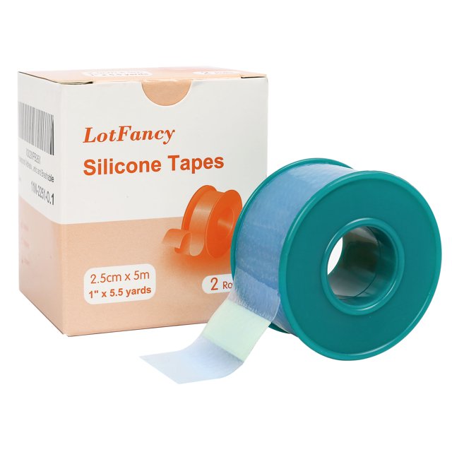 LotFancy Medical Silicone Tape, 2 Count 1 in × 5.5 Yards, Waterproof