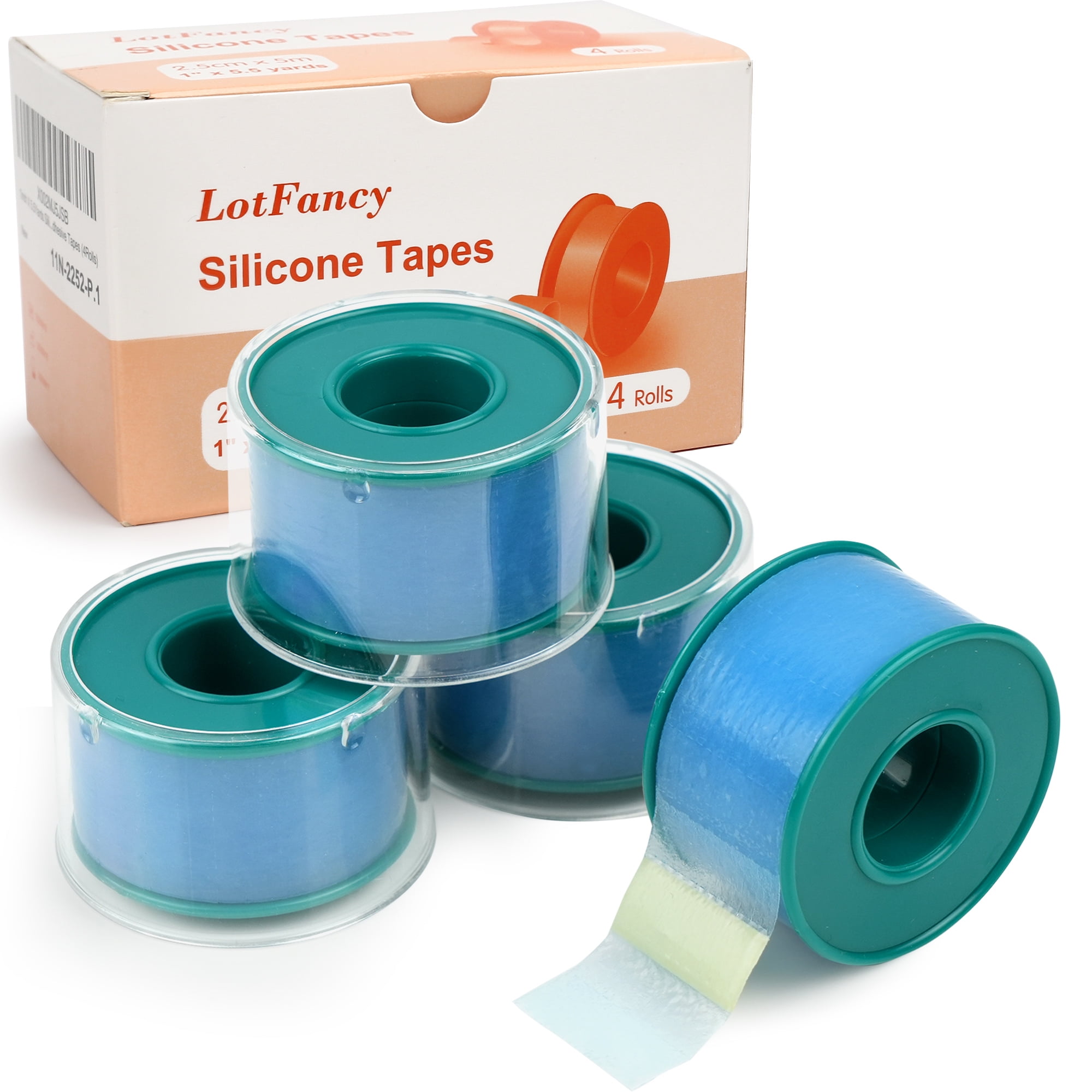 LotFancy Medical Silicone Tape, 4Rolls 1 in × 5.5 Yards,Waterproof