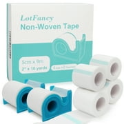 LotFancy Medical Tape, 6 Rolls 2 in x 10 Yards, Adhesive Hypoallergenic Surgical Paper Tapes