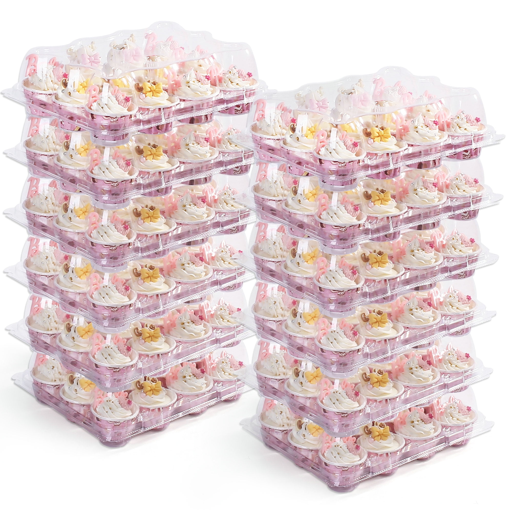 LotFancy Plastic Individual Cupcake Containers, 100 Pcs Clear