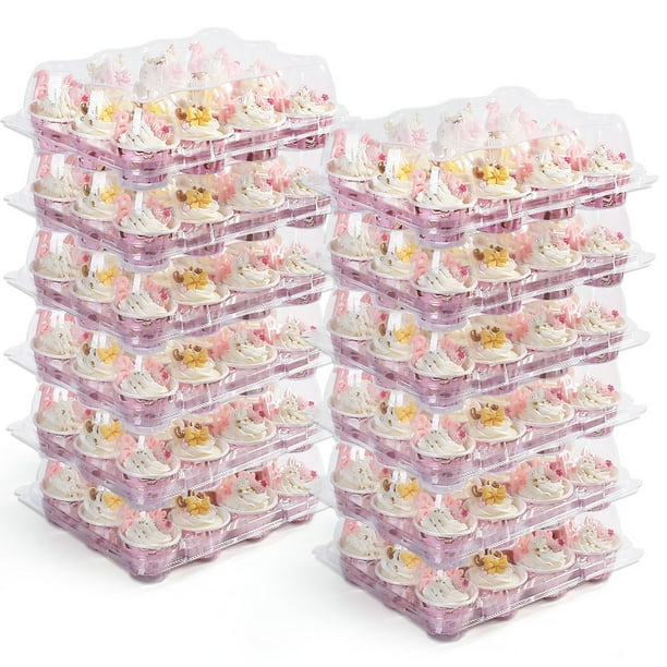 LotFancy Mini Cupcake Containers with Lid, 40 Pack Plastic Clear