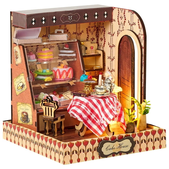 BenBen Dollhouse Miniature DIY House Kit, Cake House with Furniture, Craft Gift for Adults, Hobbies