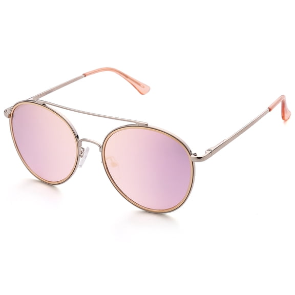 LotFancy Mirrored Sunglasses with Case for Women, Vintage Lady UV Protection Driving Sun Glasses