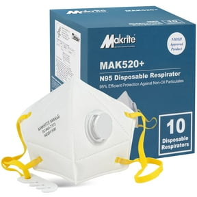 LotFancy NIOSH N95 Particulate Respirator with Breathing Valve, 10 Disposable Protective Face Masks