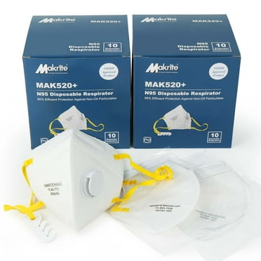 LotFancy NIOSH N95 Particulate Respirator with Breathing Valve, 20 Disposable Protective Face Masks