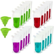 LotFancy Plastic Flask for Liquor, 16oz Drink Pouches for Adults with 2 Funnels, 20Pcs, Reusable