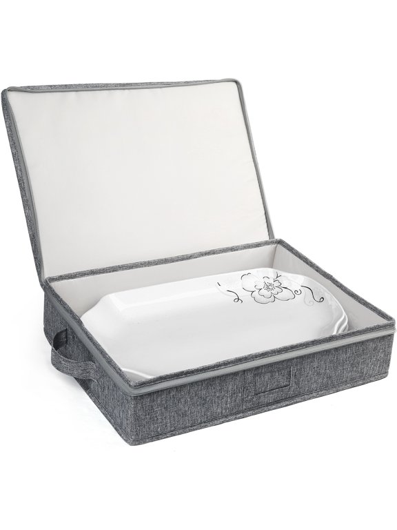 Platter Storage Case, China Storage Container, 17x13x3.5 in, Gray