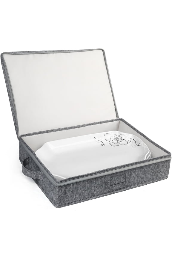 Platter Storage Case, China Storage Container, 17x13x3.5 in, Gray