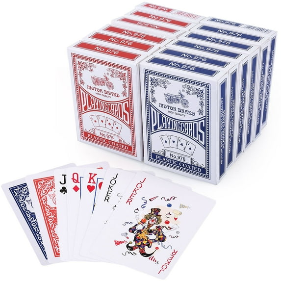 LotFancy Playing Cards, 12 Pack, Decks of Cards Bulk, Poker Size, Standard Index, 6 Blue and 6 Red