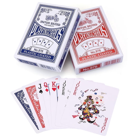 LotFancy Playing Cards, 2 Pack, Decks of Cards, Poker Size Standard Index, Blue and Red