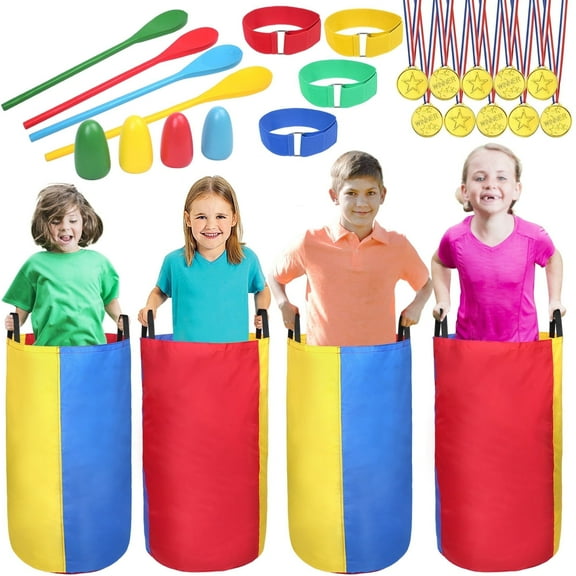 LotFancy Potato Sack Race Bags for Outdoor Lawn Games, Outside Yard Games