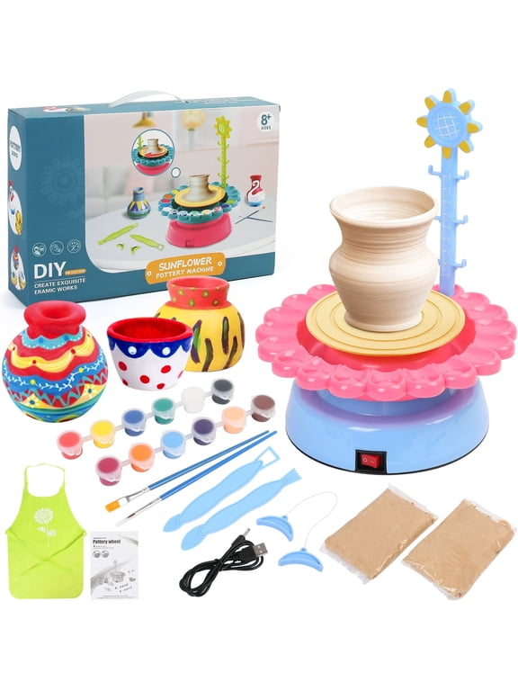 Pottery Wheel Kit for Kids, Art Supplies Arts & Crafts Kit Gift for Girls Boys Ages 8+