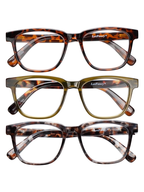Reading Glasses Blue Light Blocking, Spring Hinge Reader for Women Men, +4.0, 3 Pack