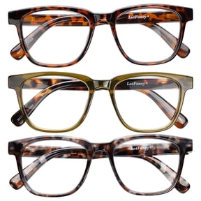 LotFancy Reading Glasses for Women Men Blue Light Blocking, Spring Hinge Reader, +3.25, 3 Pack