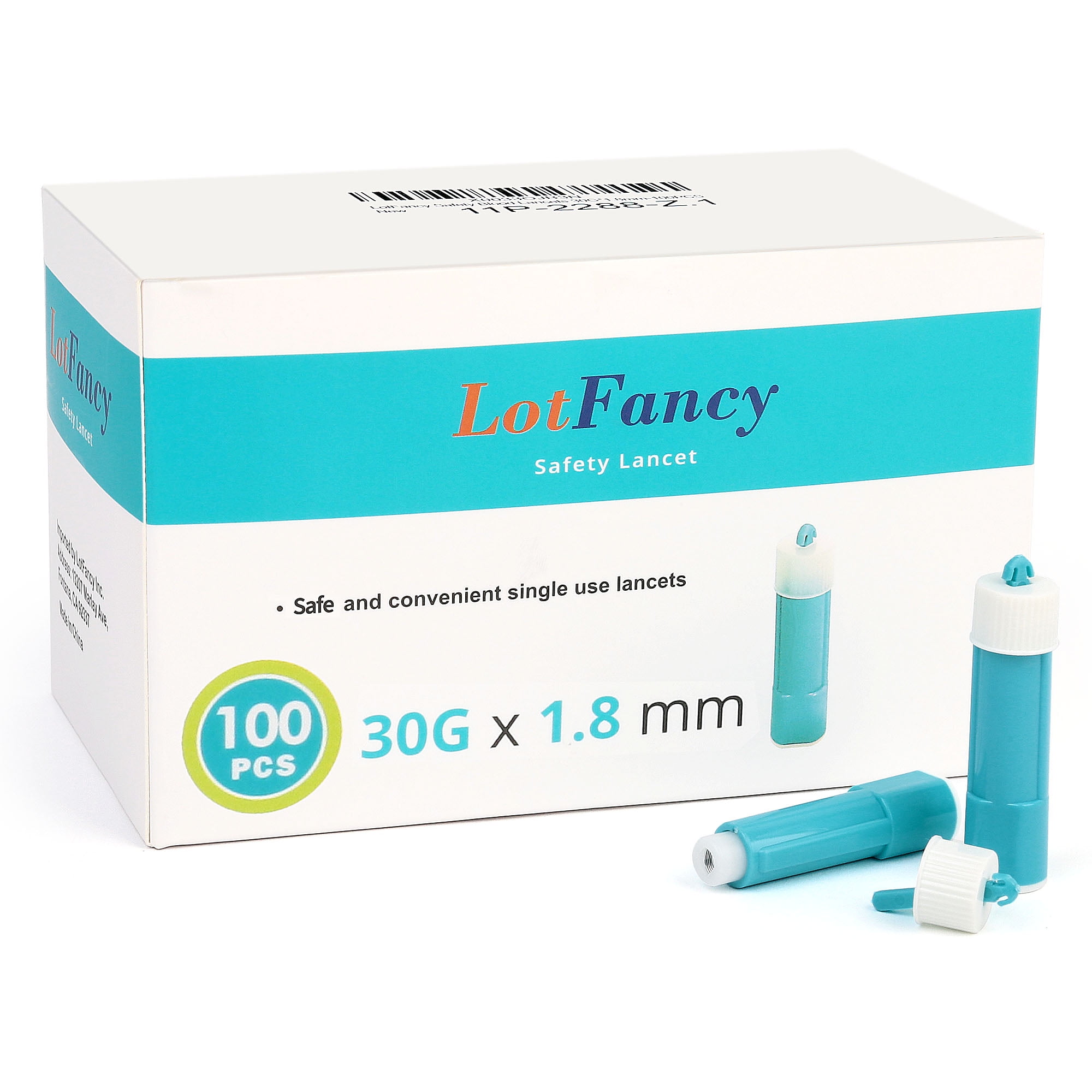 LotFancy Safety Lancets for Diabetes Testing, 30 Gauge, 100 Counts, 1