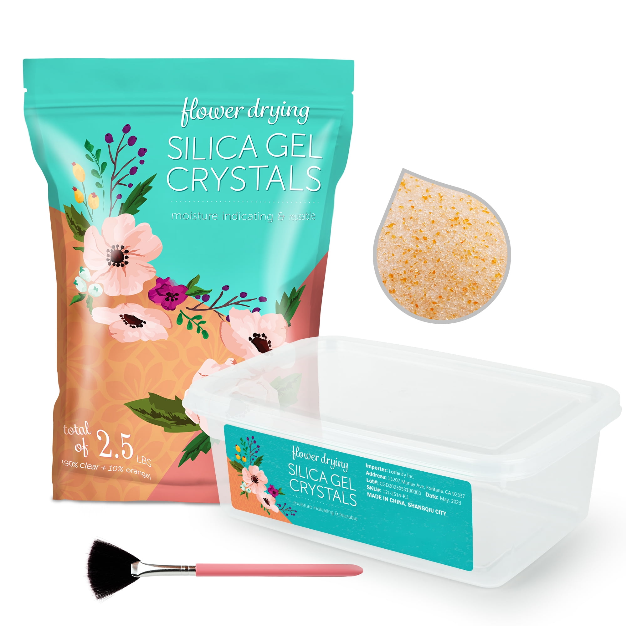 LotFancy Silica Gel Flower Drying, 2.5 lbs Color Indicating Silica