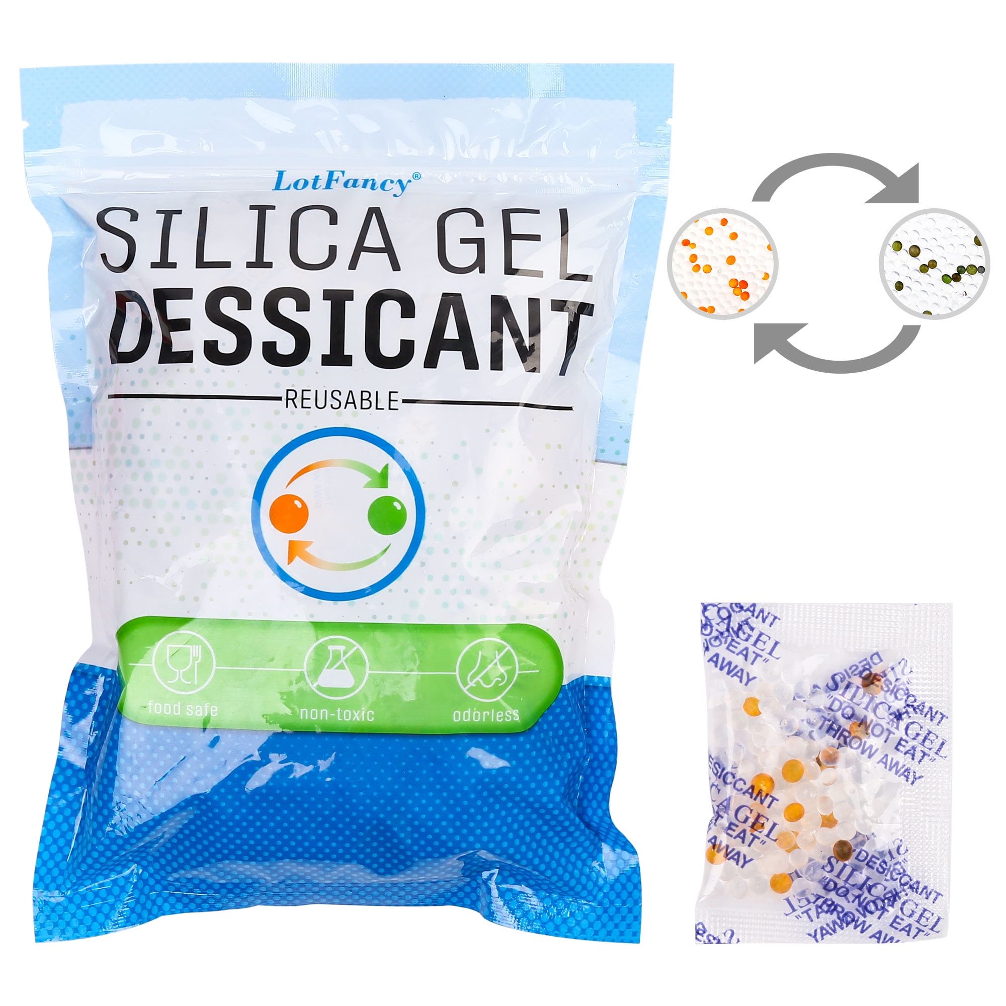 LotFancy Silica Gel Packs, 10 Gram 40 Packs, Indicating Food Safe Desiccant  Packs 