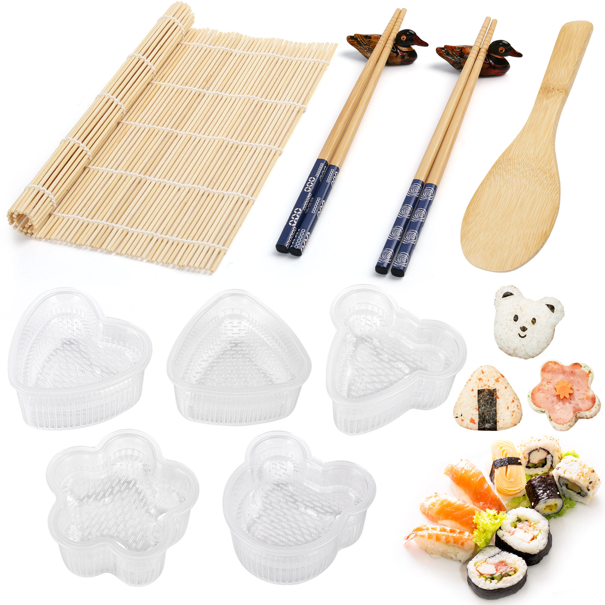 Bamboo Sushi Rolling Mat Reusable Wooden Roller