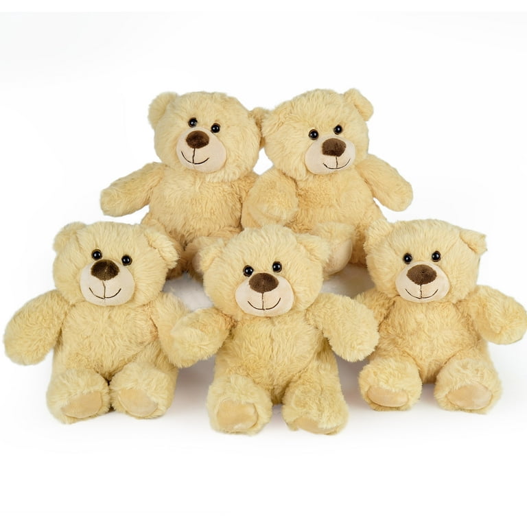 LotFancy Teddy Bear Stuffed Animal, 5 Pack 10 in Bulk Bear Plush Toy Gifts  for Kids Baby, Girls, Beige 