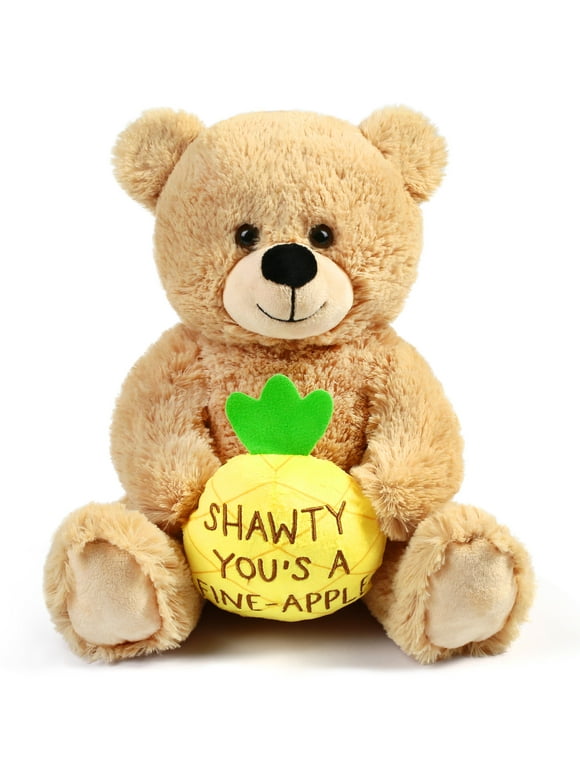 LotFancy Teddy Bear Stuffed Animal for Mother's Day, Shawty U Fine, 12 in Plush Bear Toy