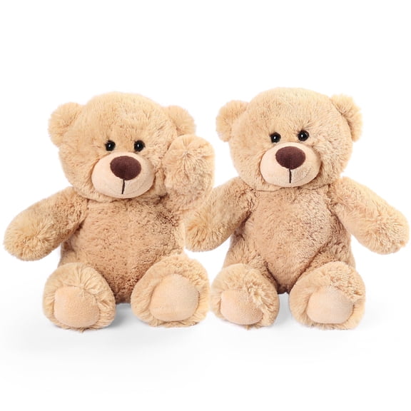 LotFancy Teddy Bear Stuffed Animals, 2 Pcs 10 in Bear Plush Toy Gifs for Kids, Boys, Girls, Brown
