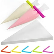 LotFancy Tipless Piping Bags, 250 Pcs 12" Disposable Pastry Bags, Cake Decorating Bag Tool & 5 Clips