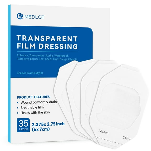 LotFancy Transparent Film Dressing, 35Pcs Adhesive Wound Dressing and Bandages,2.37 x 2.75 in