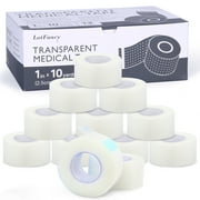 LotFancy Transparent Medical Tape, 12 Rolls 1 in x 10 Yards PE First Aid Tape