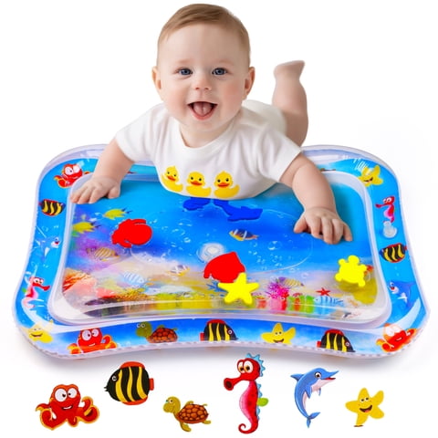 LotFancy Tummy Time Mat, Baby Water Play Mat Toys for Infants, Toddler 3 to 12 Months, Blue