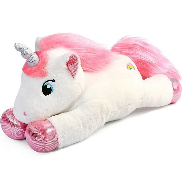 LotFancy Unicorn Stuffed Animal Plush Toys, 18 in White Unicorn for Girls, Kids, Boys