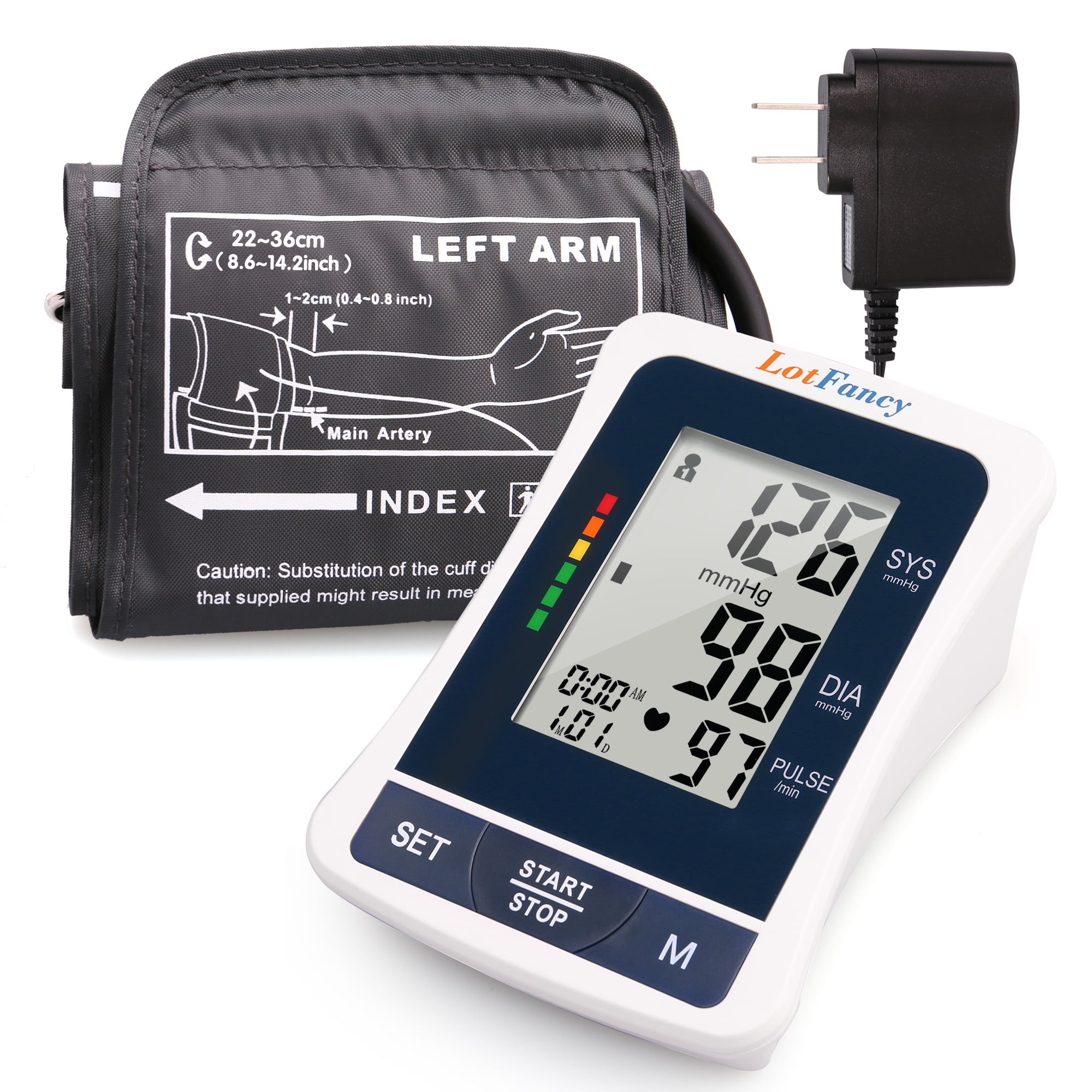  Blood Pressure Machine Upper Arm Large Cuff, Automatic Blood  Pressure Monitors & Pulse Rate Monitor Meter with LCD Display 198 Sets  Memory Adjustable BP Cuff 8.7-16.5in, USB or Battery Power by