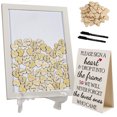 LotFancy Wedding Guest Book Kit, Heart Shape Drop Wood Guest Book for