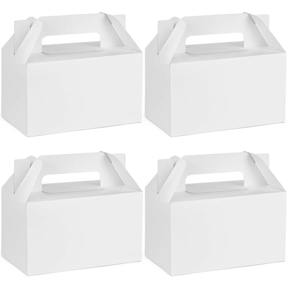 LotFancy 24 Pack Small Gable Boxes for Party Favors with Handles White, 6 x 3.5 x 3.5 Inches Treat Boxes