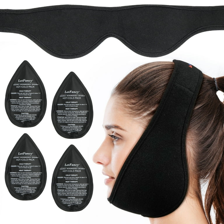 LotFancy Wisdom Teeth Ice Pack Head Wrap, with 4 Reusable Hot Cold