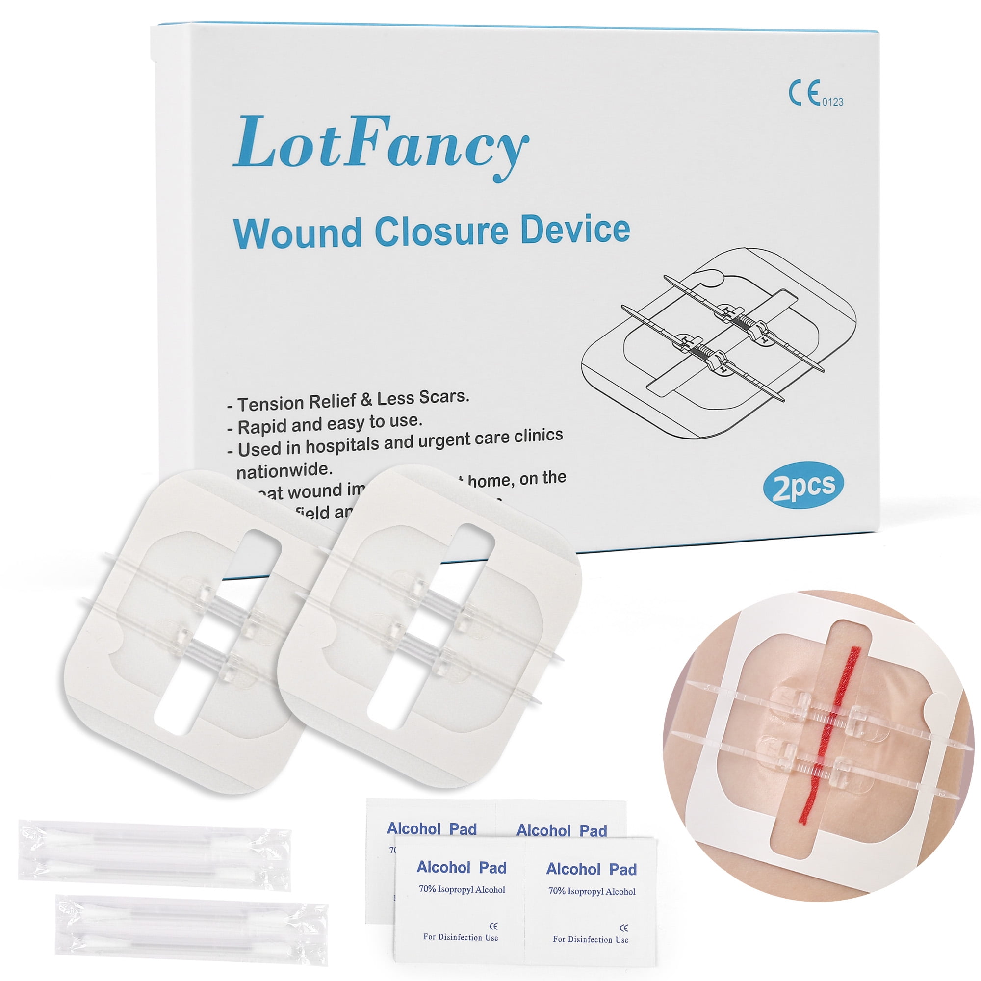 LotFancy Wound Closures, 2 Count, Butterfly Closures Adhesive Bandages