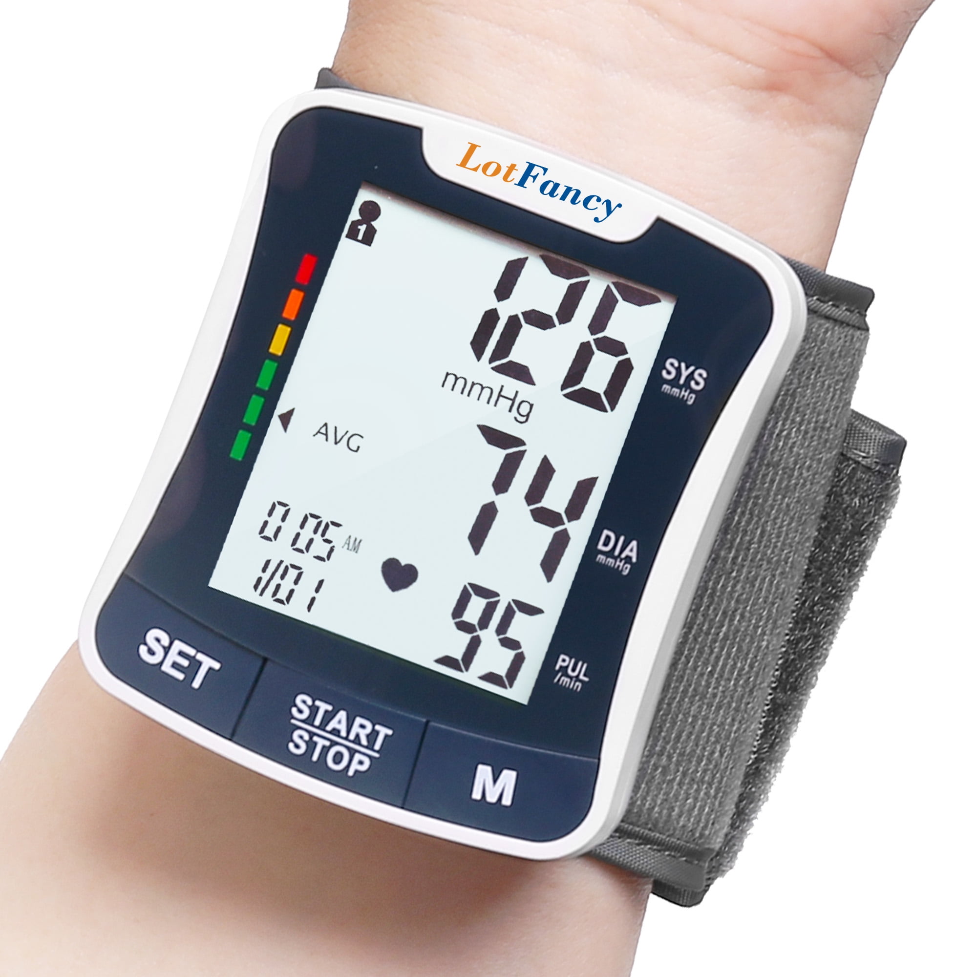 LotFancy Wrist Blood Pressure Monitor, Home BP Cuff with Portable Case, BP  Gauge Heart Rate Machine