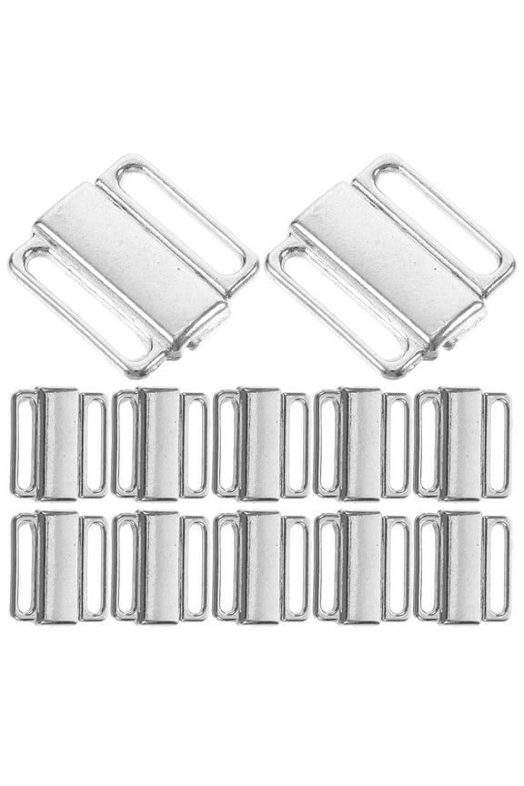 1Set 50Pcs Bra Shoulder Strap Buckles Bra Strap Anti-Slip Bra Clip Hook Bra Clasps Hooks for Women (Silver 12MM)