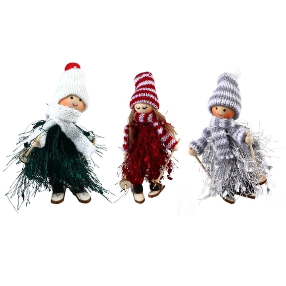 Lotatory 3Pcs Cartoon Xmas Figurines Decor Christmas Tree Pendants Christmas Decorations