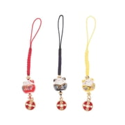Lotatory 3pcs Fortune Cat Charm Keyring Decor Pendant Ceramic Pendant for Phone Case