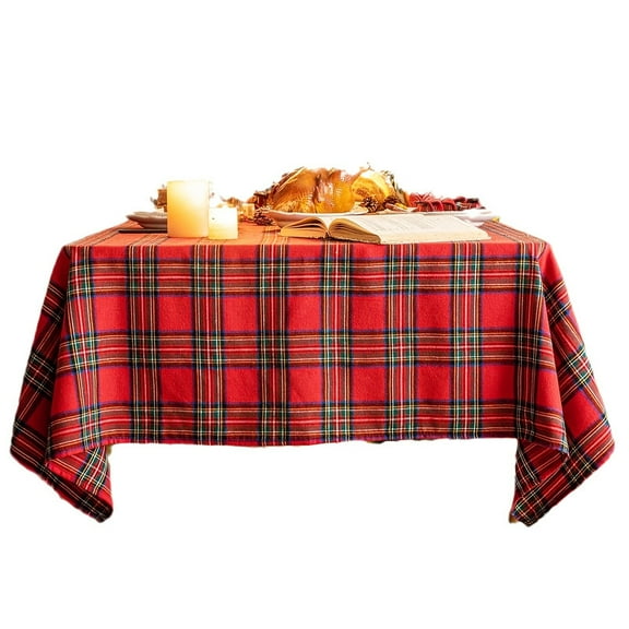 Lotechicw Red Buffalo Plaid Christmas Tablecloth – Rectangle Checkered Tartan, Stain-Resistant Washable, for Dining/Parties/Holiday Decor 