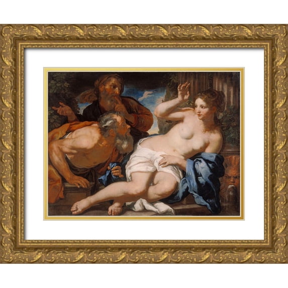 Loth, Johann Carl 24x19 Gold Ornate Wood Framed with Double Matting Museum Art Print Titled - Susannah and the Elders