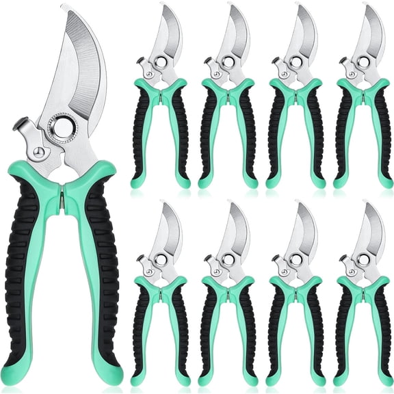 Lothee 9 Pcs Garden Shears Pruning Garden Clippers Bulk Bypass Pruner Heavy Duty for Gardening Hedge Plant Cutting Flower Scissors for Tree Trimming Bonsai Cutting Fruits Picking(Green)