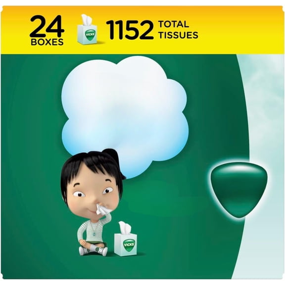 Lotion with Vicks Facial Tissues, 24 Cubes, 48 Tissues per Box