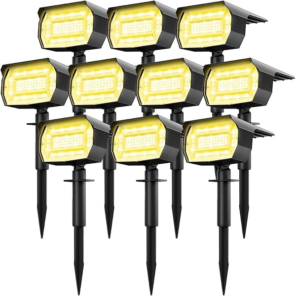 Lotmos Solar Spot Lights Outdoor Waterproof Ip67, 10 Pack (Warm White), Outdoor Solar Spot Lights, Solar Spot Lights Outdoor Brightest