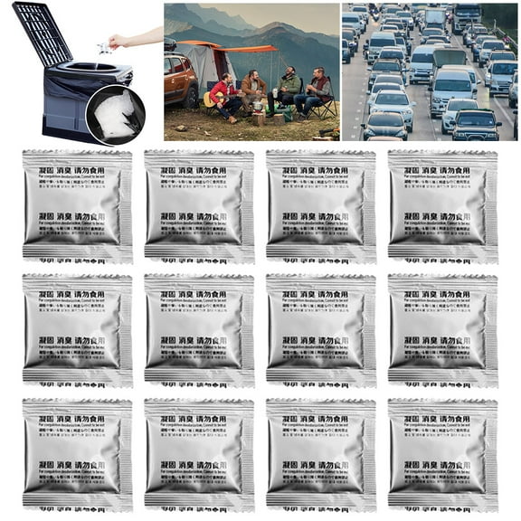 Lotpreco 12Pcs Portable Toilet Absorbent Gel, Portable Toilet Powder Poo Urine Powder for Camping Outdoor Hiking (12Pack)